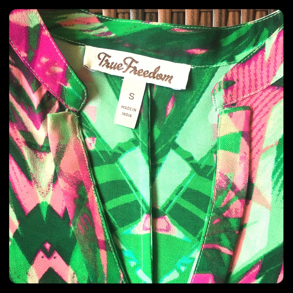 Tropical Print Polyester Sheer Sleeveless High-Low